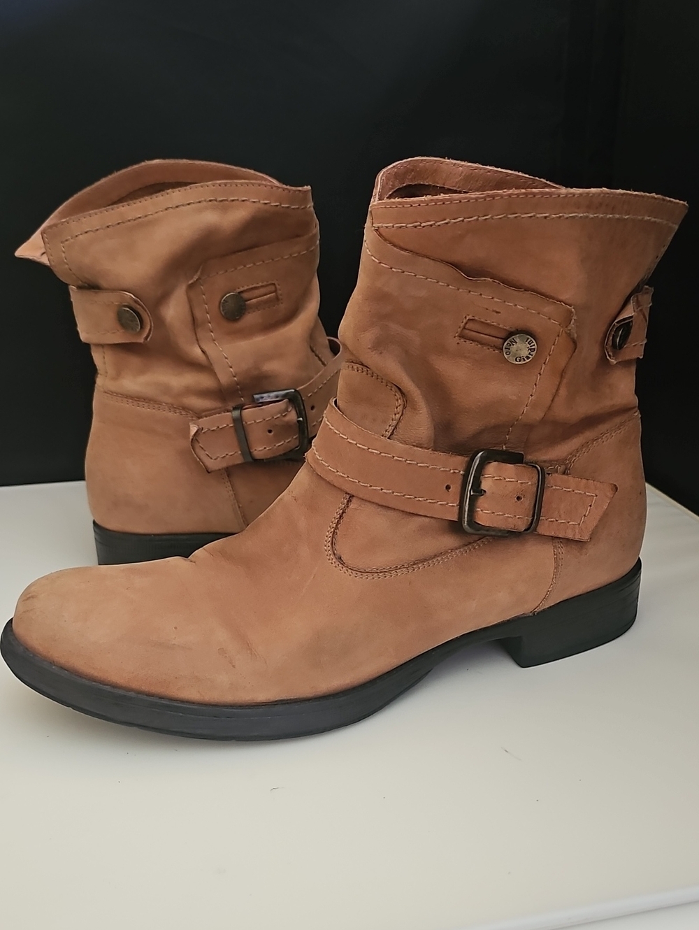 Nero Giardini Brown Leather Moto Biker Ankle Boots Booties EU 40 US 9-9.5